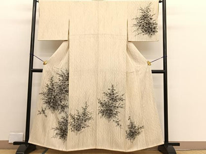 平和屋着物▼中国三大刺繍 相良刺繍 訪問着 手描き 草花文 正絹 逸品 BAAW4213hv