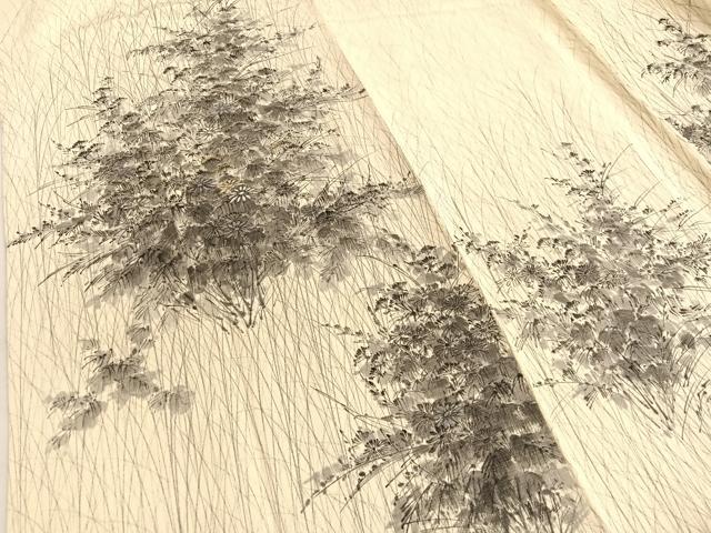 平和屋着物▼中国三大刺繍 相良刺繍 訪問着 手描き 草花文 正絹 逸品 BAAW4213hv