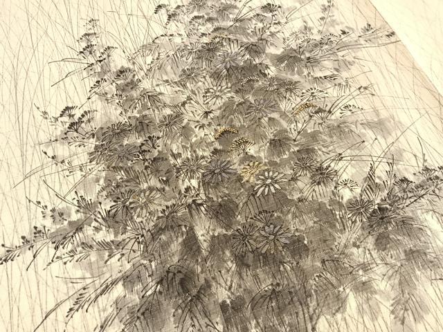 平和屋着物▼中国三大刺繍 相良刺繍 訪問着 手描き 草花文 正絹 逸品 BAAW4213hv