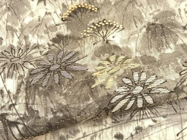 平和屋着物▼中国三大刺繍 相良刺繍 訪問着 手描き 草花文 正絹 逸品 BAAW4213hv