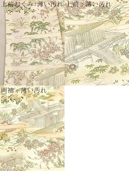 平和屋着物■上質な小紋　手描き　風景文　暈し染め　正絹　逸品　BAAW4233hv