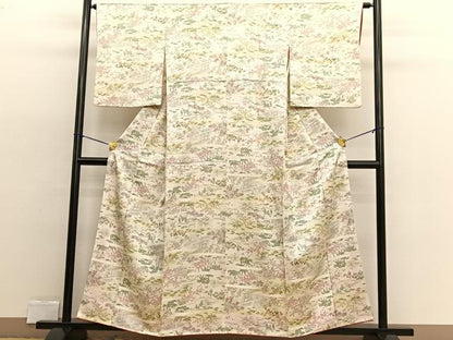 平和屋着物■上質な小紋　手描き　風景文　暈し染め　正絹　逸品　BAAW4233hv
