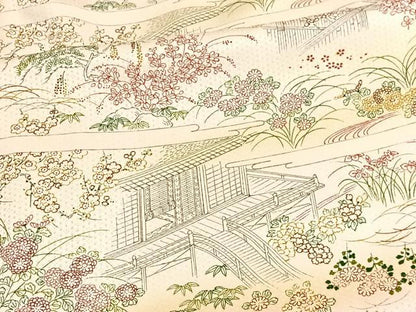 平和屋着物■上質な小紋　手描き　風景文　暈し染め　正絹　逸品　BAAW4233hv