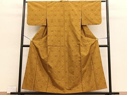 平和屋着物■上質な紬 格子柄 正絹 逸品 BAAW4240hv