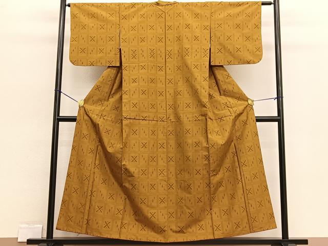 平和屋着物■上質な紬 格子柄 正絹 逸品 BAAW4240hv