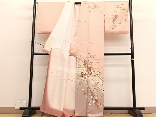 平和屋着物■訪問着 御所車花文 暈し染め 金彩 正絹 逸品 BAAW4261hv