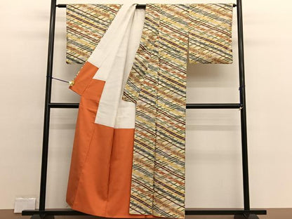 平和屋着物■上質な小紋 紬地 格子柄 正絹 逸品 BAAW4268hv