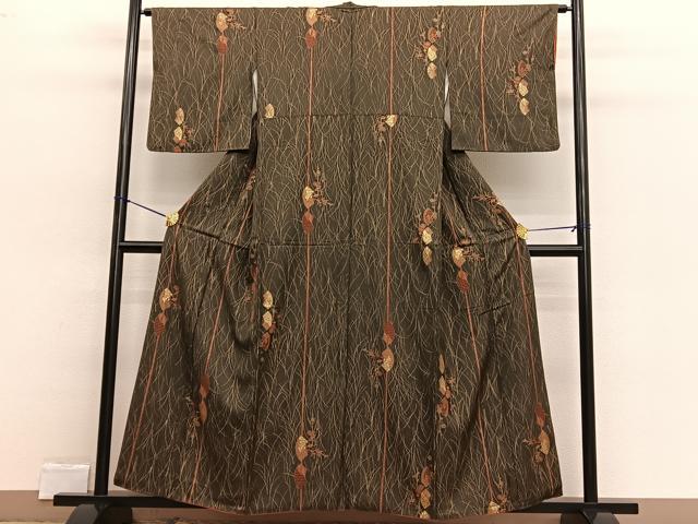 平和屋着物■上質な小紋 地紙草花文 金彩 正絹 逸品 BAAW4272hv