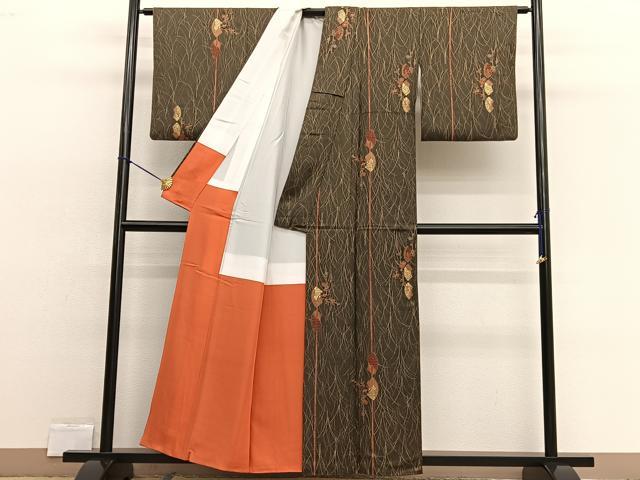 平和屋着物■上質な小紋 地紙草花文 金彩 正絹 逸品 BAAW4272hv