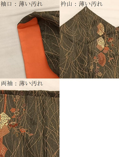 平和屋着物■上質な小紋 地紙草花文 金彩 正絹 逸品 BAAW4272hv