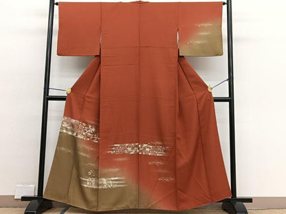 平和屋着物■訪問着 駒刺繍 花喰鳥 暈し染め 金彩 正絹 逸品 BAAW4276hv