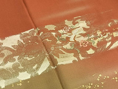 平和屋着物■訪問着 駒刺繍 花喰鳥 暈し染め 金彩 正絹 逸品 BAAW4276hv