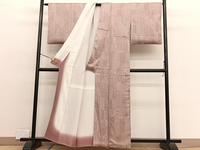 平和屋着物■上質な小紋 絞り 麻の葉文様 正絹 逸品 BAAW4280hv
