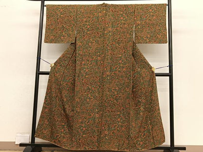 平和屋着物■上質な小紋 更紗花文 正絹 逸品 BAAW4285hv
