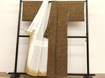 平和屋着物■上質な小紋 更紗花文 正絹 逸品 BAAW4285hv