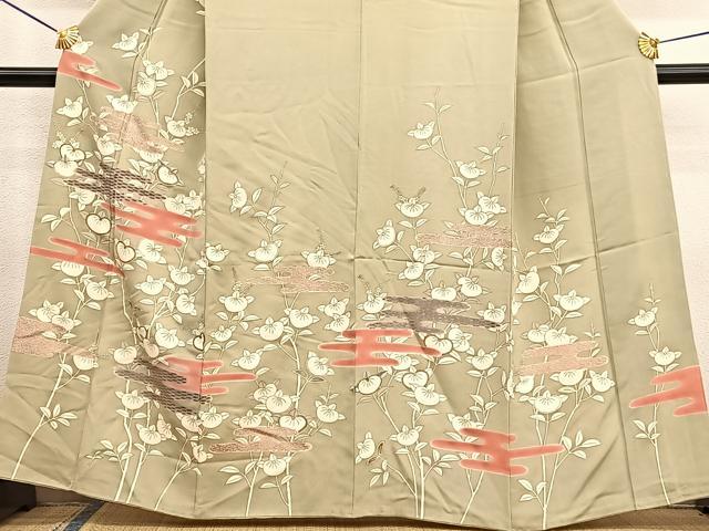 平和屋着物■訪問着 駒刺繍 橘エ霞文 金彩 正絹 逸品 BAAW4286hv