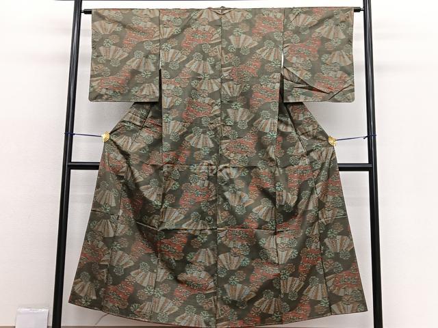 平和屋着物■上質な紬 地紙花文 正絹 逸品 BAAW4295hv