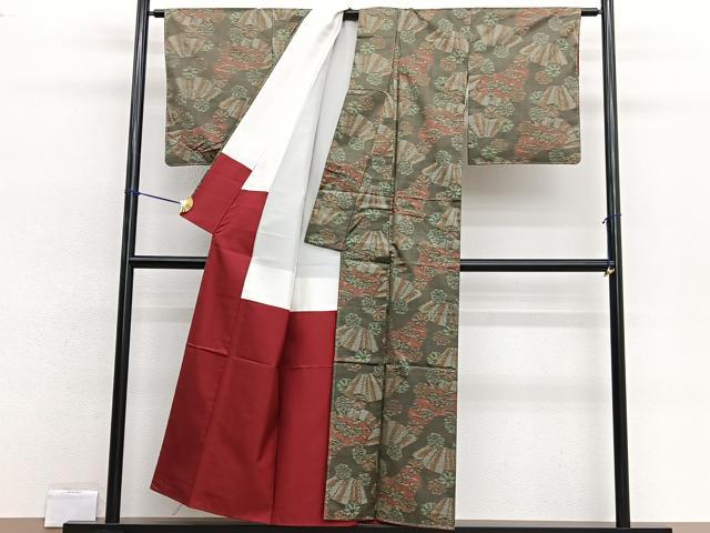 平和屋着物■上質な紬 地紙花文 正絹 逸品 BAAW4295hv