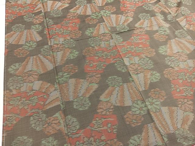 平和屋着物■上質な紬 地紙花文 正絹 逸品 BAAW4295hv