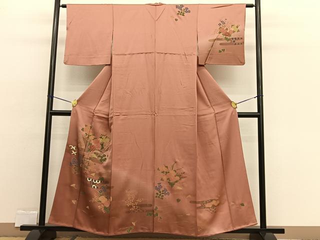 平和屋着物□訪問着 刺繍 草花文 暈し染め 金彩 正絹 逸品 BAAW4312hv