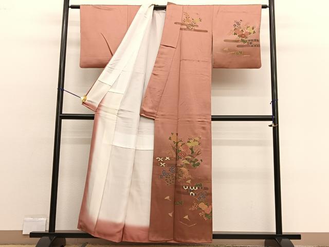 平和屋着物■訪問着 刺繍 草花文 暈し染め 金彩 正絹 逸品 BAAW4312hv