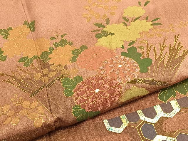 平和屋着物□訪問着 刺繍 草花文 暈し染め 金彩 正絹 逸品 BAAW4312hv