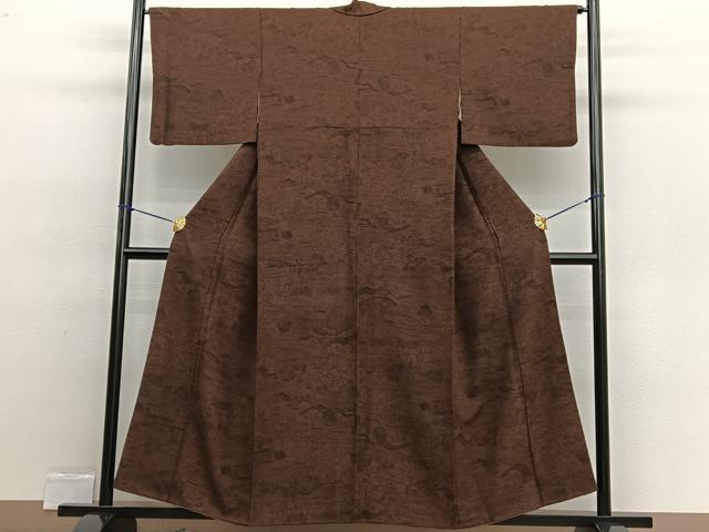 平和屋着物■上質な小紋 型染め 御所解文 鬼しぼ縮緬 正絹 逸品 BAAW4333hv
