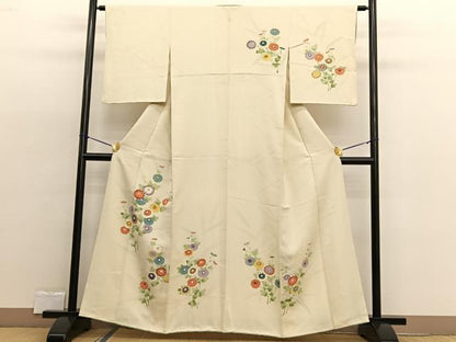 平和屋着物■訪問着 手描き 菊 金彩 正絹 逸品 BAAW4339hv