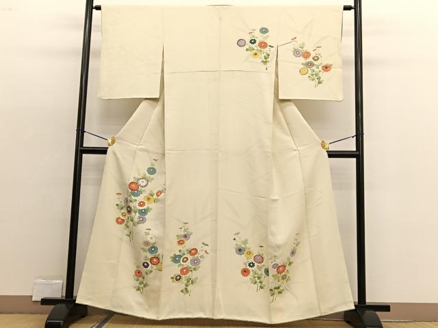 平和屋着物■訪問着 手描き 菊 金彩 正絹 逸品 BAAW4339hv