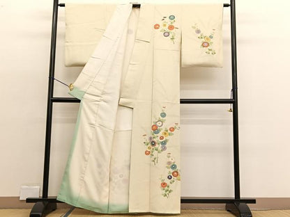 平和屋着物■訪問着 手描き 菊 金彩 正絹 逸品 BAAW4339hv