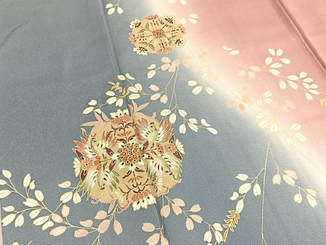 平和屋着物●訪問着　鳳凰花文　暈し染め　金彩　正絹　逸品　BAAW3442mz 平和屋着物○訪問着 鳳凰花文 暈し染め 金彩 正絹 逸品 BAAW3442mzの
