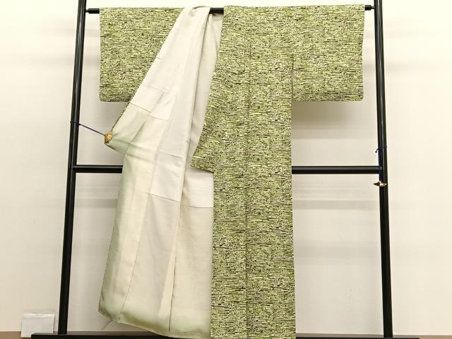 平和屋着物■上質な小紋 型染め エ霞花文 正絹 逸品 BAAW4360hv