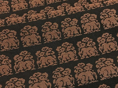 平和屋着物●六通柄 本袋帯 名物紺地花兎金爛 黒地 金糸 正絹 逸品 BAAW4374hv