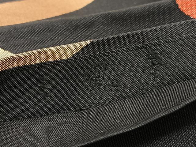 平和屋着物●三風魯・堀江三郎 全通柄 本袋帯 菱天井花文 黒地 金糸 正絹 逸品 BAAW4375hv