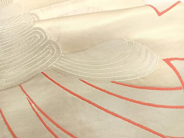 平和屋着物▼西陣の名門　加納幸謹製　六通柄袋帯　唐織　束ね熨斗文　銀糸　正絹　逸品　BAAW4390hv