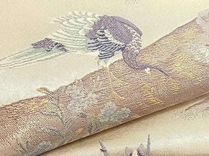 平和屋着物▼六通柄袋帯　唐織　孔雀花文　金糸　引箔　正絹　逸品　BAAW4395hv