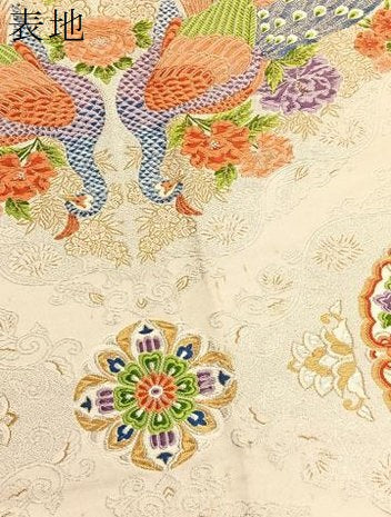平和屋着物▼六通柄袋帯　唐織　向かい孔雀花文　金銀糸　正絹　逸品　BAAW4402hv