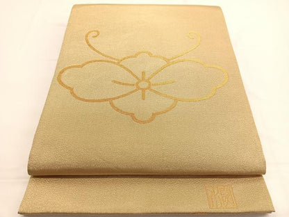 平和屋着物◎太鼓柄袋帯　作家物　花蝶文　金糸　正絹　逸品　BAAW4411hv