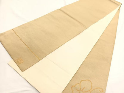 平和屋着物◎太鼓柄袋帯　作家物　花蝶文　金糸　正絹　逸品　BAAW4411hv