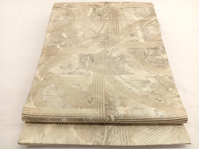 平和屋着物◎六通柄袋帯 幾何学文様 銀糸 引箔 正絹 逸品 BAAW4412hv