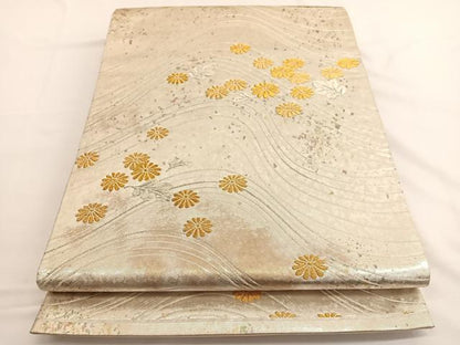 平和屋着物◎六通柄袋帯 蒔絵菊散らし文 金銀糸 正絹 逸品 BAAW4418hv