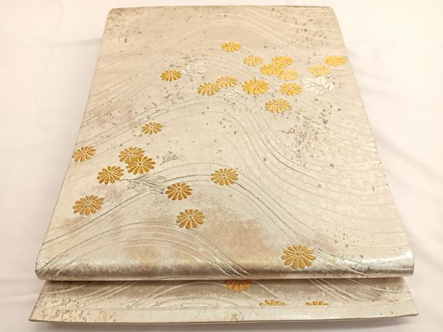 平和屋着物◎六通柄袋帯 蒔絵菊散らし文 金銀糸 正絹 逸品 BAAW4418hv