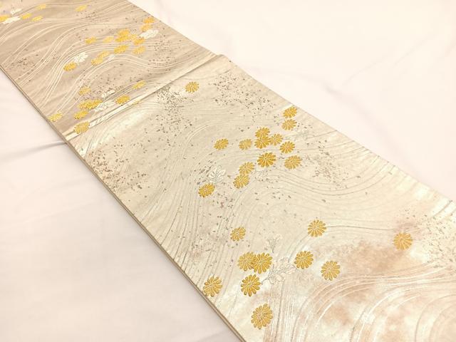 平和屋着物◎六通柄袋帯 蒔絵菊散らし文 金銀糸 正絹 逸品 BAAW4418hv