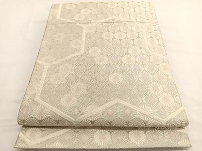 平和屋着物◎六通柄袋帯 唐織 毘沙門亀甲花文 銀糸 正絹 逸品 BAAW4429hv