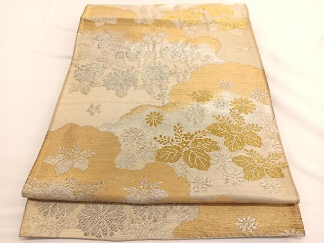平和屋着物◎六通柄 京袋帯 雲取り桐花文 金銀糸 正絹 逸品 BAAW4434hv