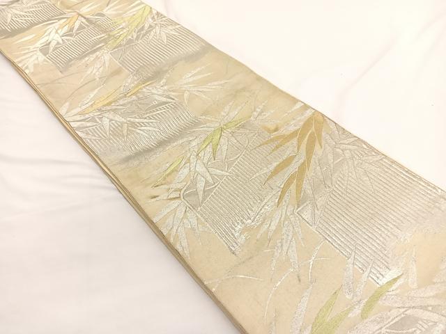 平和屋着物◎六通柄袋帯 笹竹文 金銀糸 正絹 逸品 BAAW4436hv