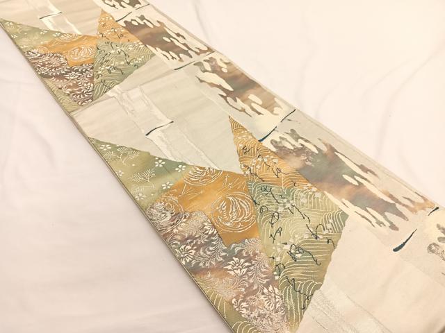 平和屋着物◎六通柄袋帯 鳳凰切嵌花文 金銀糸 引箔 正絹 逸品 BAAW4437hv