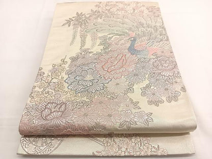 平和屋着物◎六通柄袋帯 唐織 聚楽麗姿文 プラチナ箔 正絹 逸品 BAAW4456hv