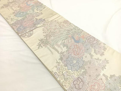 平和屋着物◎六通柄袋帯 唐織 聚楽麗姿文 プラチナ箔 正絹 逸品 BAAW4456hv