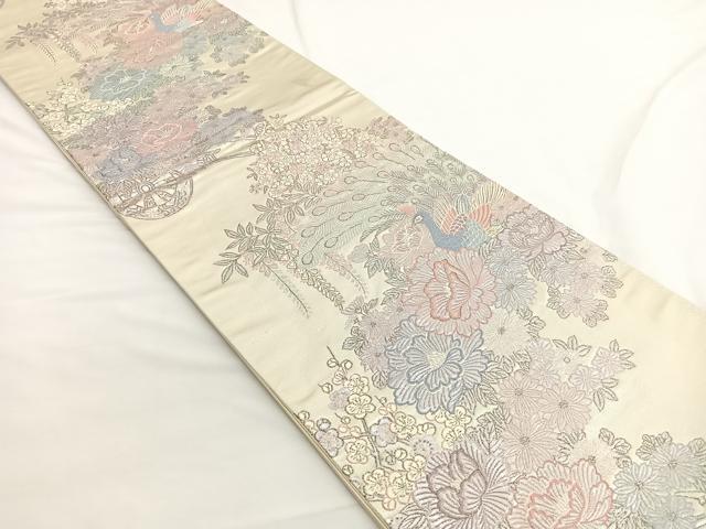 平和屋着物◎六通柄袋帯 唐織 聚楽麗姿文 プラチナ箔 正絹 逸品 BAAW4456hv